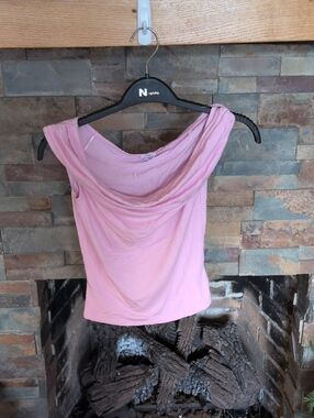 Garage Pink Draped Cowl Neck Crop Tank